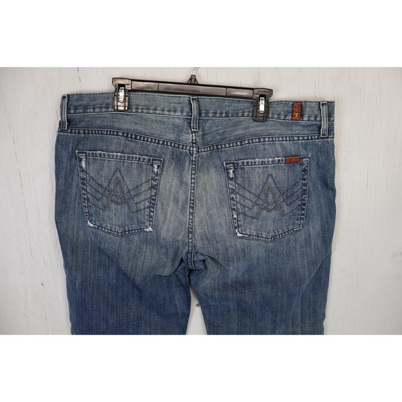Mens 7FAM Seven 7 For All Mankind Jeans A Pocket Boot Size 40x34 Blue USA Made - Picture 10 of 11